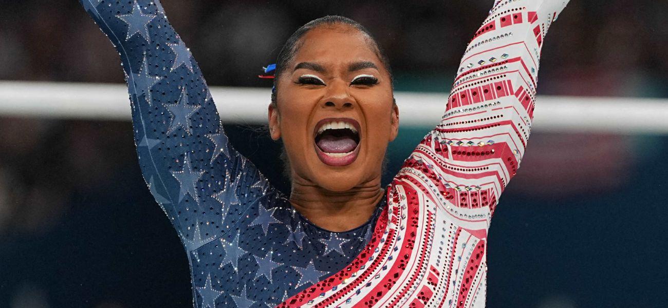 Jordan Chiles cheering at 2024 Paris Olympics