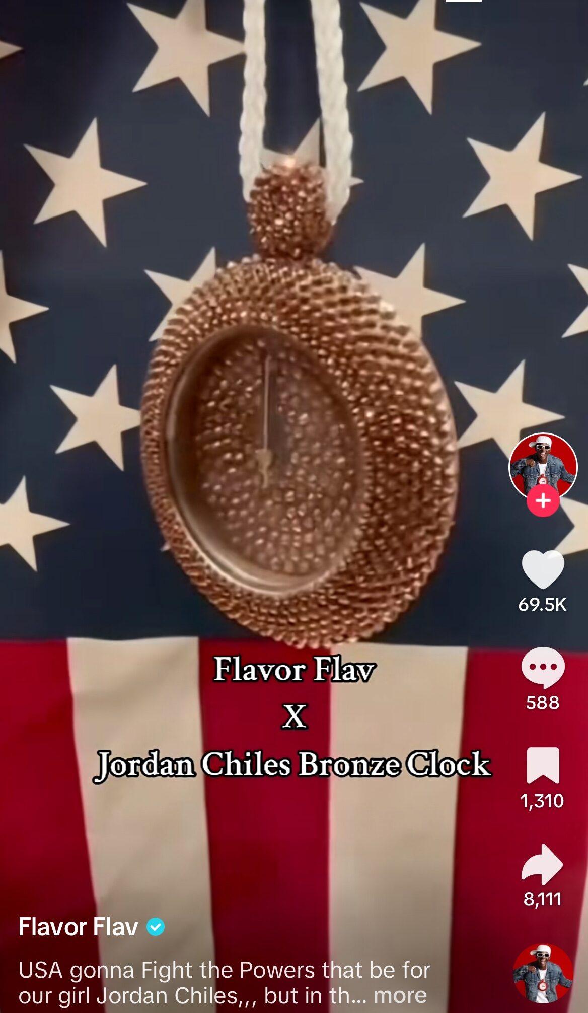 Flavor Flav's custom necklace to Jordan Chilees