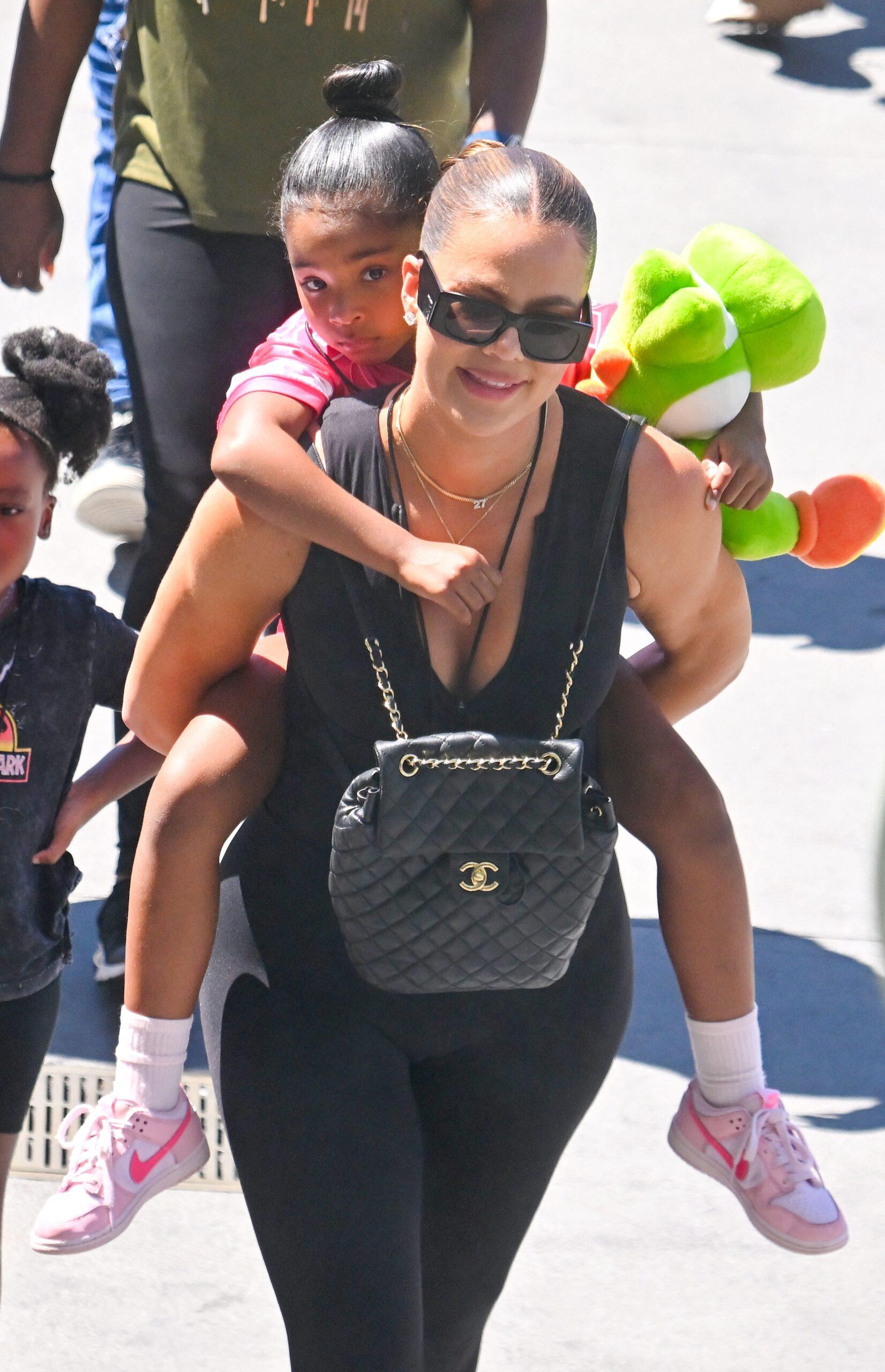 Khloe Kardashian takes her daughter True and her nieces and nephews on a fun day out at Universal Studios Hollywood