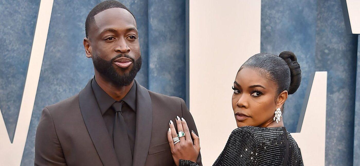 Dwayne Wade and Gabrielle Union arriving at the Vanity Fair Oscar Party held at the Wallis Annenberg Center for the Performing Arts on March 12, 2023 in Beverly Hills, CA. © OConnor-Arroyo / AFF-USA.com. 12 Mar 2023 Pictured: Dwayne Wade and Gabrielle Union. Photo credit: OConnor-Arroyo / AFF-USA.com / MEGA TheMegaAgency.com +1 888 505 6342 (Mega Agency TagID: MEGA955211_017.jpg) [Photo via Mega Agency]