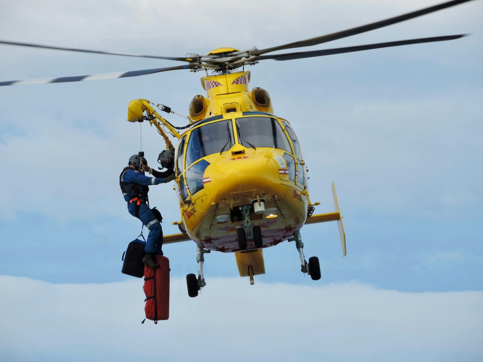 A photo of a rescue helicopter