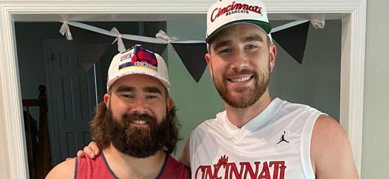 Jason Kelce and Travis Kelce smiling