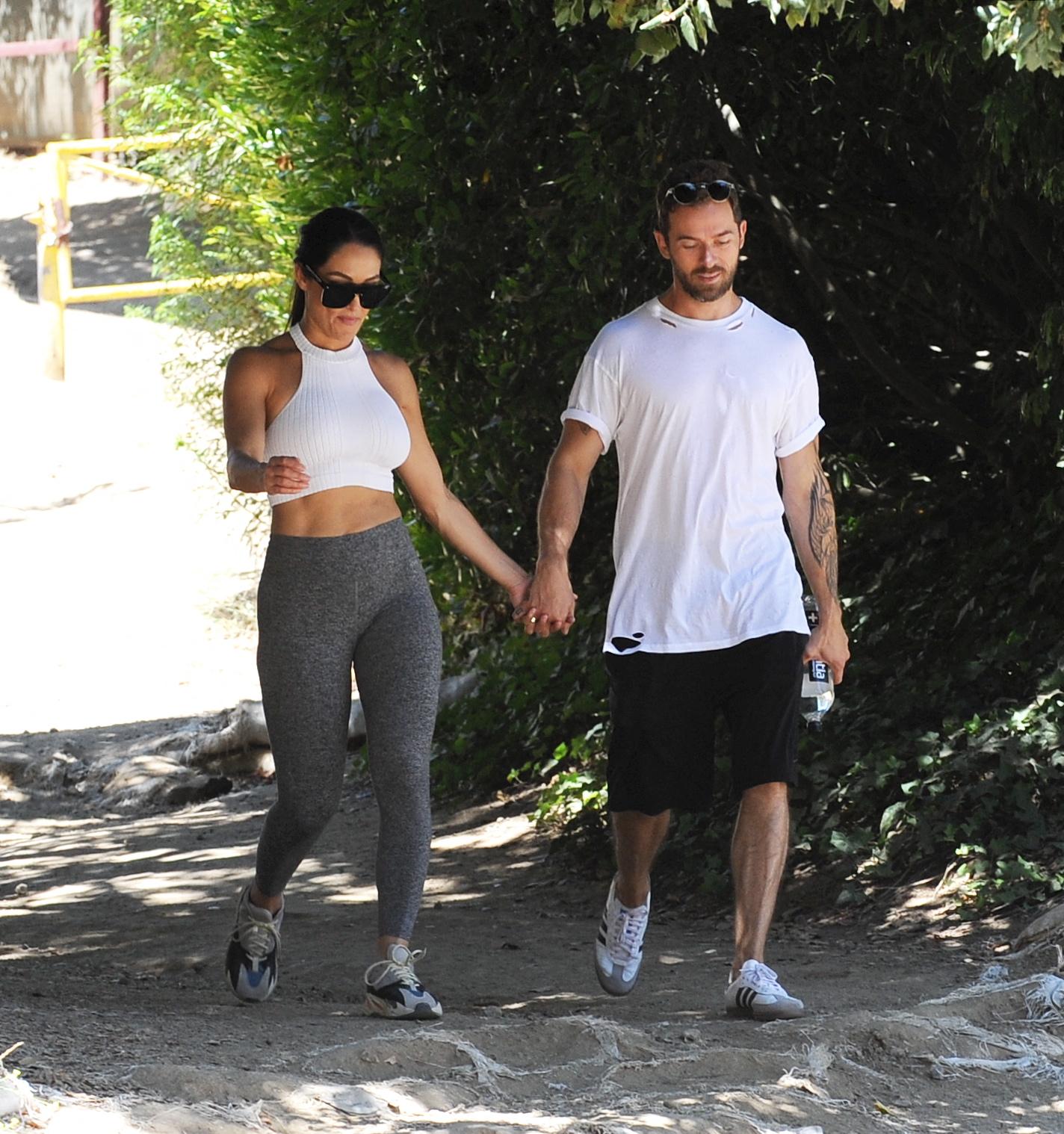 Nikki Bella and Artem Chigvintsev at Fryman Canyon Trails