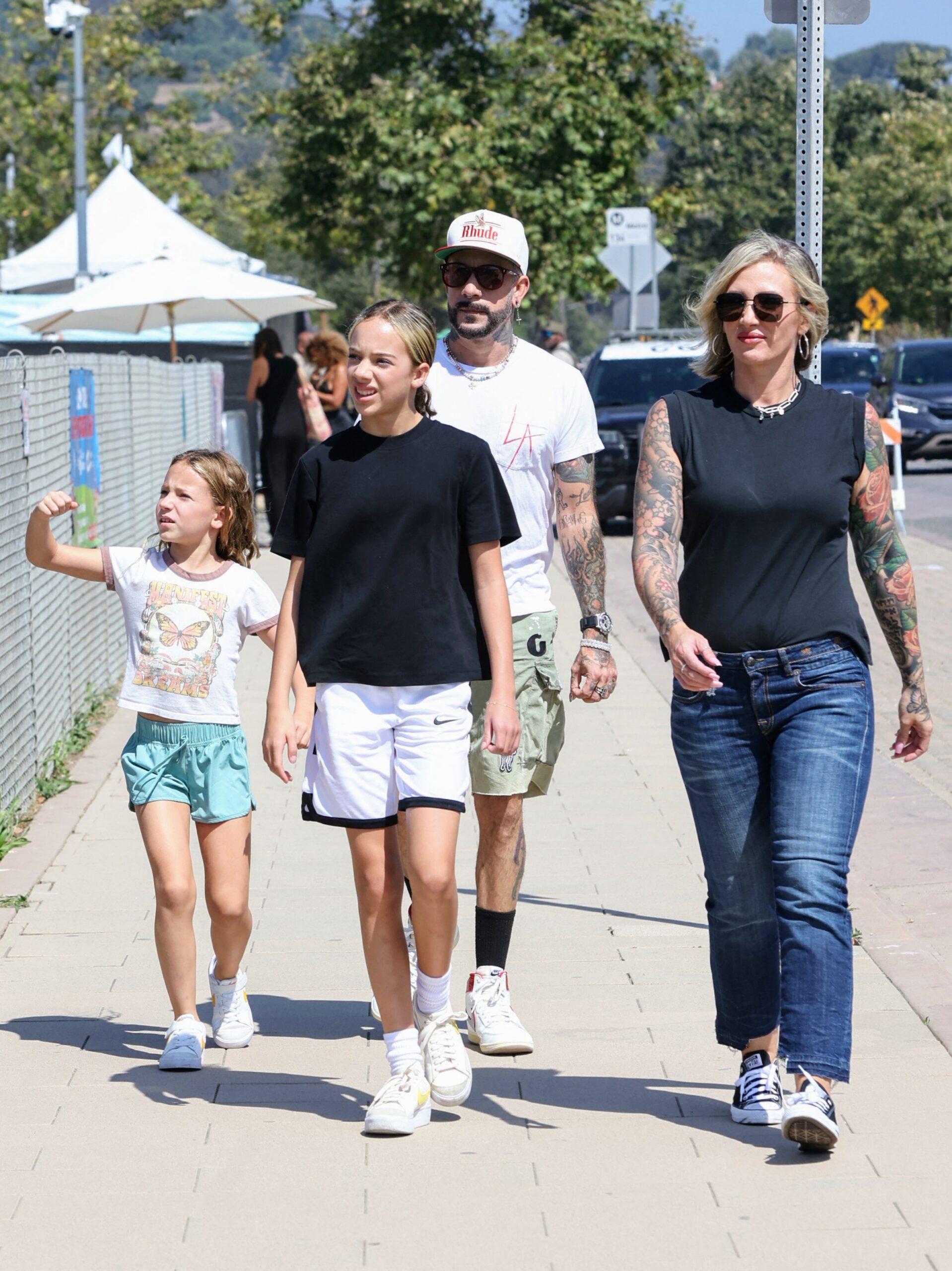 AJ McLean is seen with ex-wife Rochelle and kids arriving the the Annual Malibu Chili Cook Off