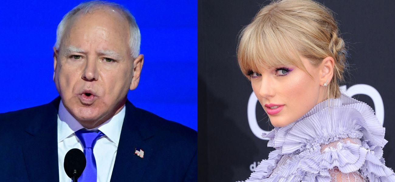 Tim Walz (left) Taylor Swift (right)