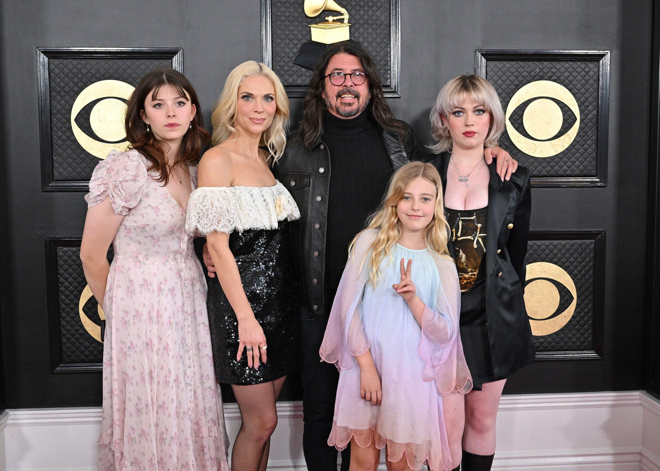 Dave Grohl, Jordyn Blum and their children at the 65th GRAMMY Awards