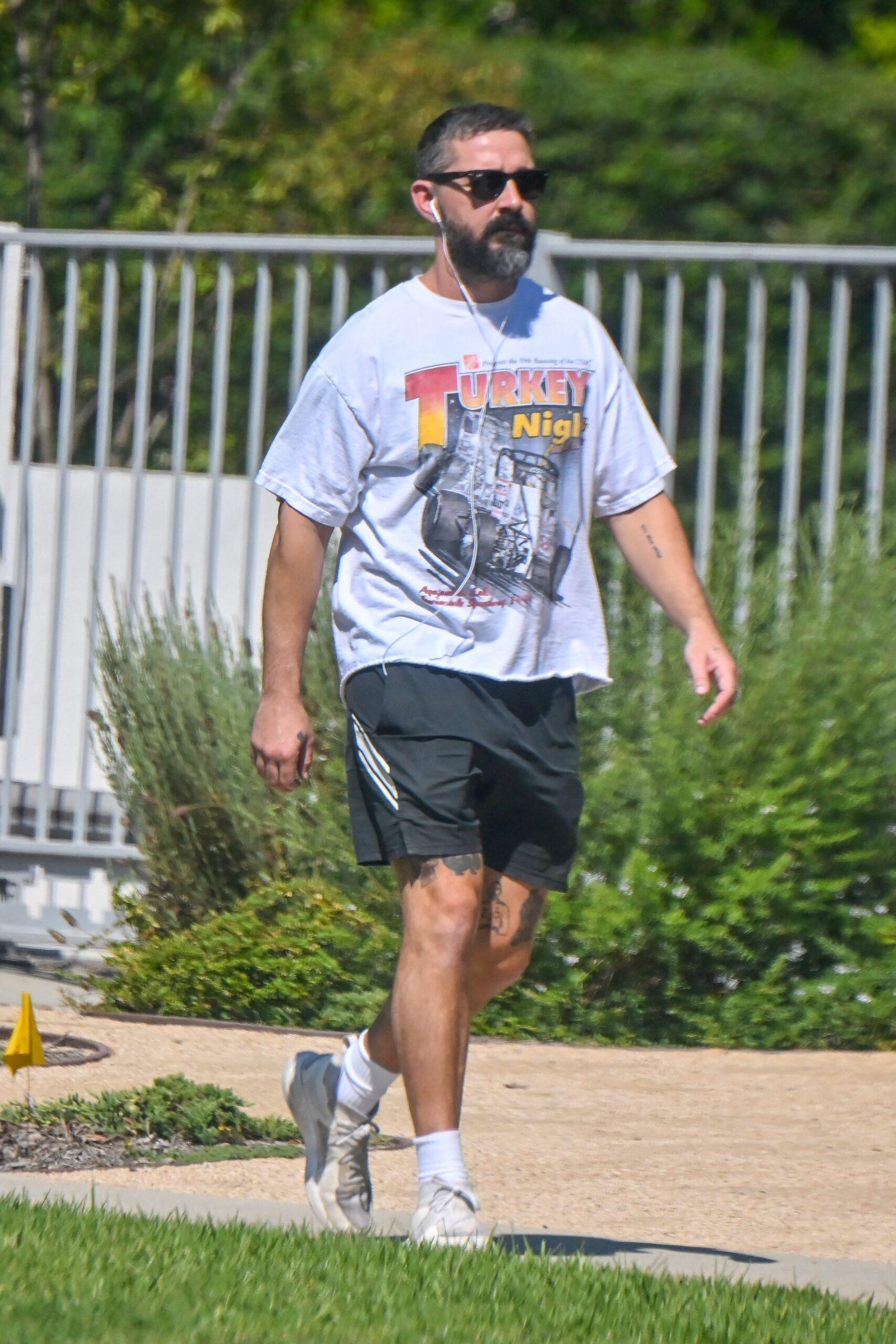 Shia LaBeouf takes a relaxing walk as he is spotted for the first time since a video surfaced of him clashing with someone outside a pub in Edinburgh