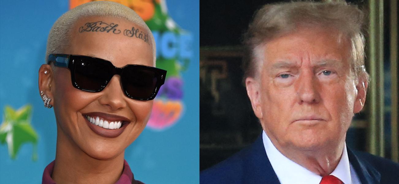 A photo collage of Amber Rose and Donald Trump