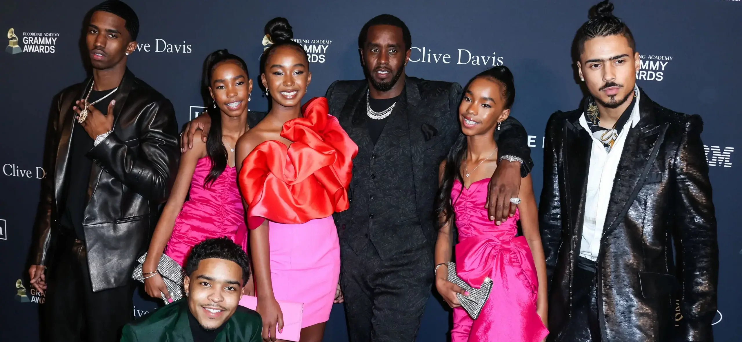 Diddy and his kids at The Recording Academy And Clive Davis' 2020 Pre-GRAMMY Gala