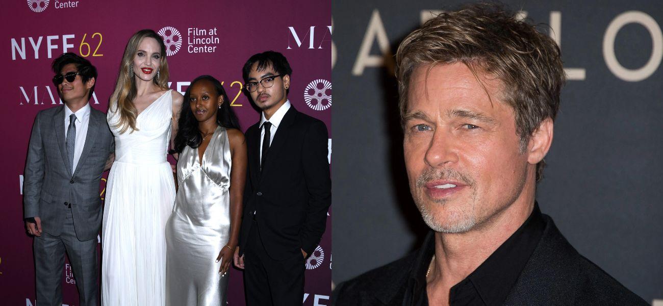 Angelina Jolie and kids, Pax, Zahara and Maddox, Brad Pitt photo collage