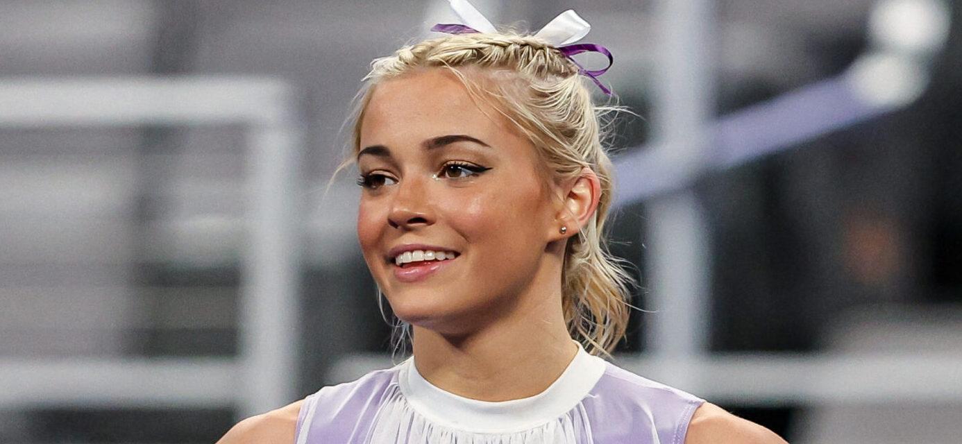 April 20, 2024: LSU's Olivia Dunne watches her teammates practice their floor routines prior to the Finals of the 2024 NCAA Women's Gymnastics Championships at Dickies Arena in Fort Worth, TX. Kyle Okita/CSM (Credit Image: © Kyle Okita/Cal Sport Media) Newscom/(Mega Agency TagID: csmphotothree250618.jpg) [Photo via Mega Agency]