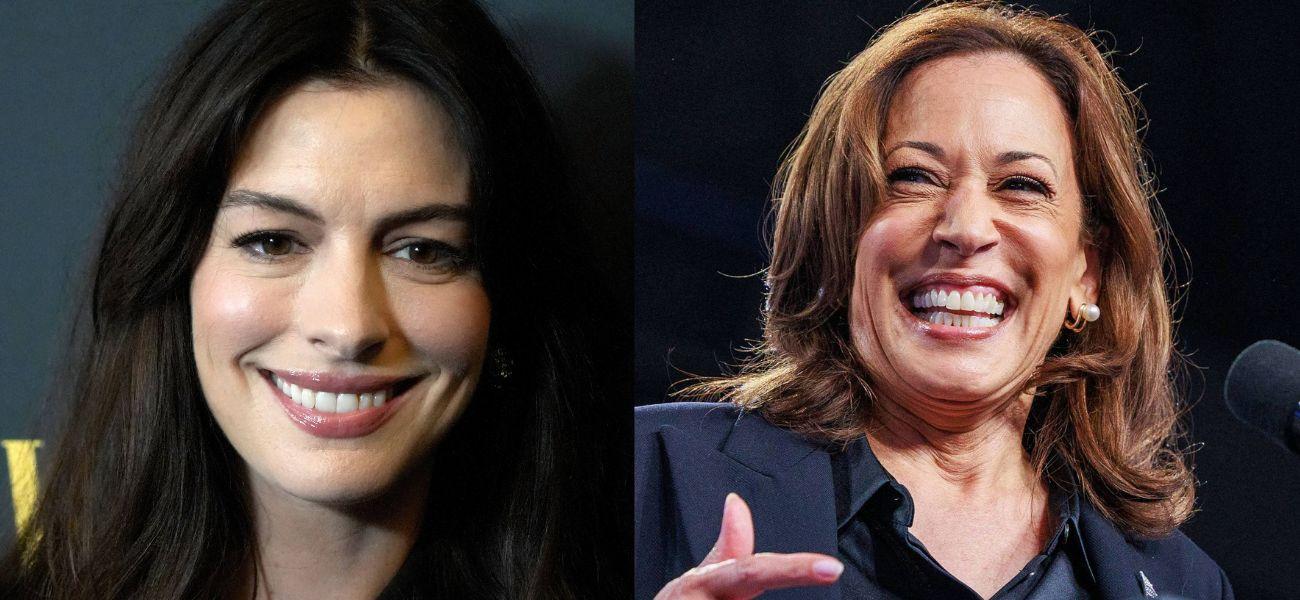 Anne Hathaway (left) Kamala Harris (right)