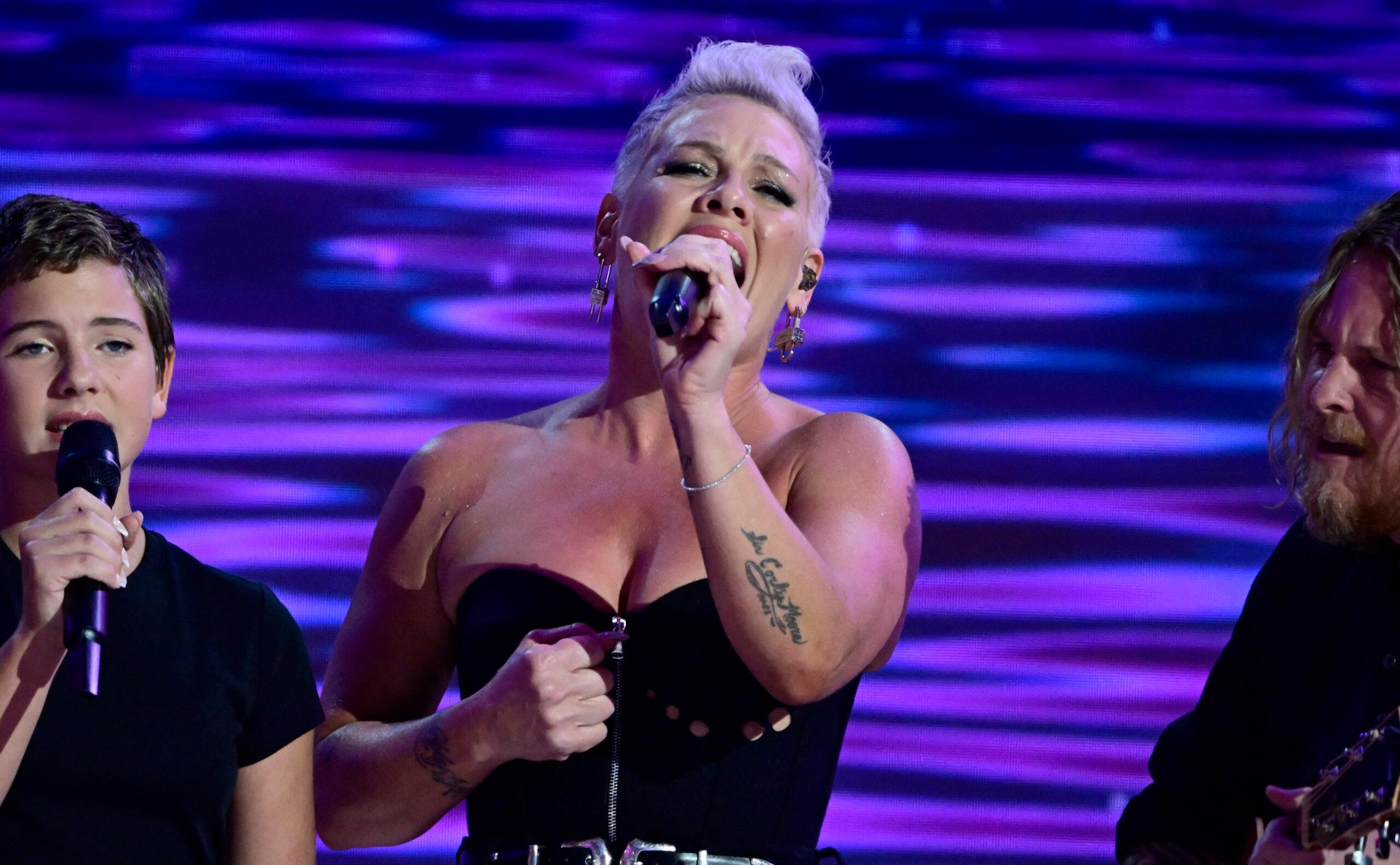 Pink singing at 2024 Democratic National Convention