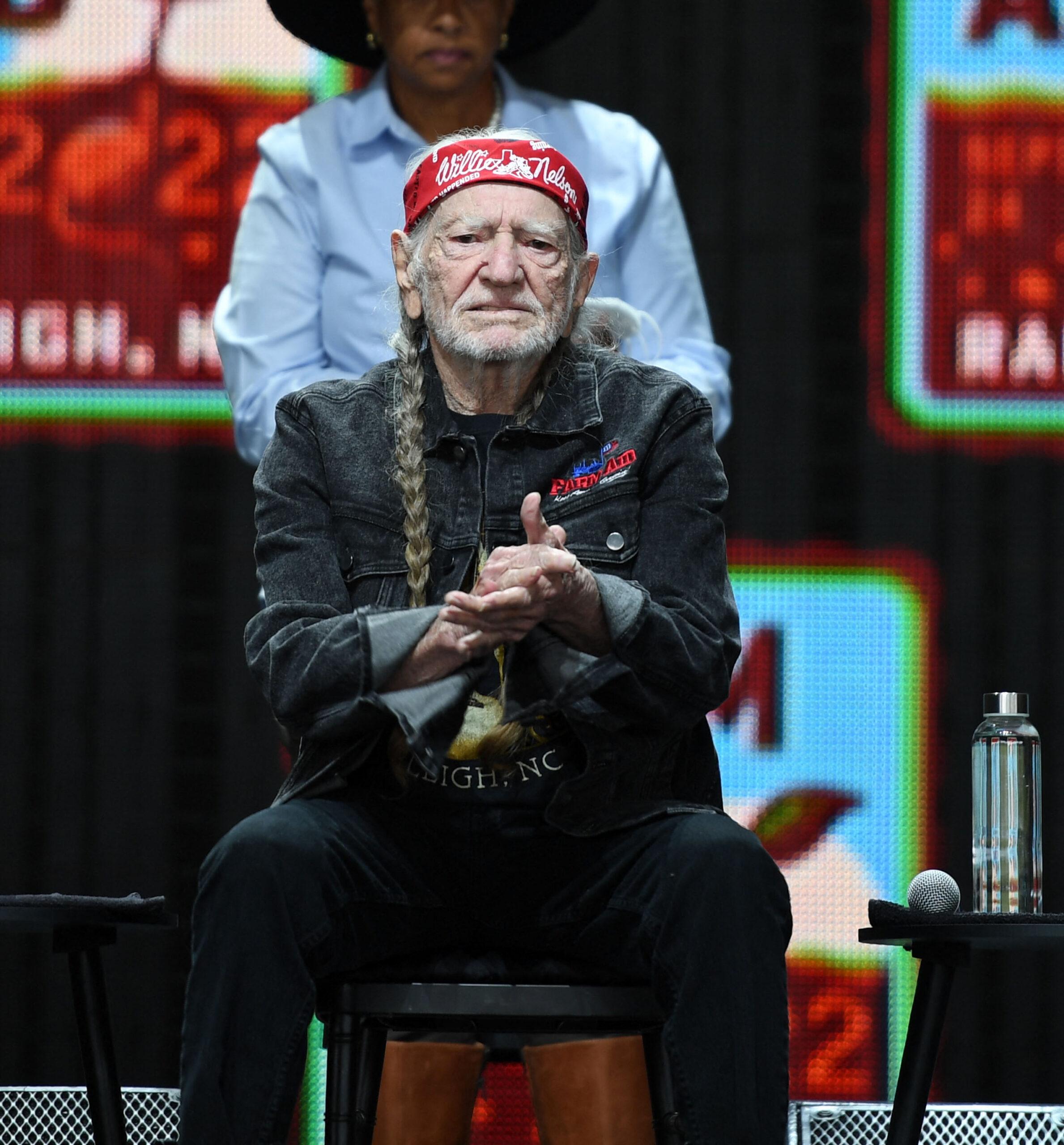 Willie Nelson talks about the importance of small farmers at Farm Aid 2022 at Coastal Credit Union Music Park