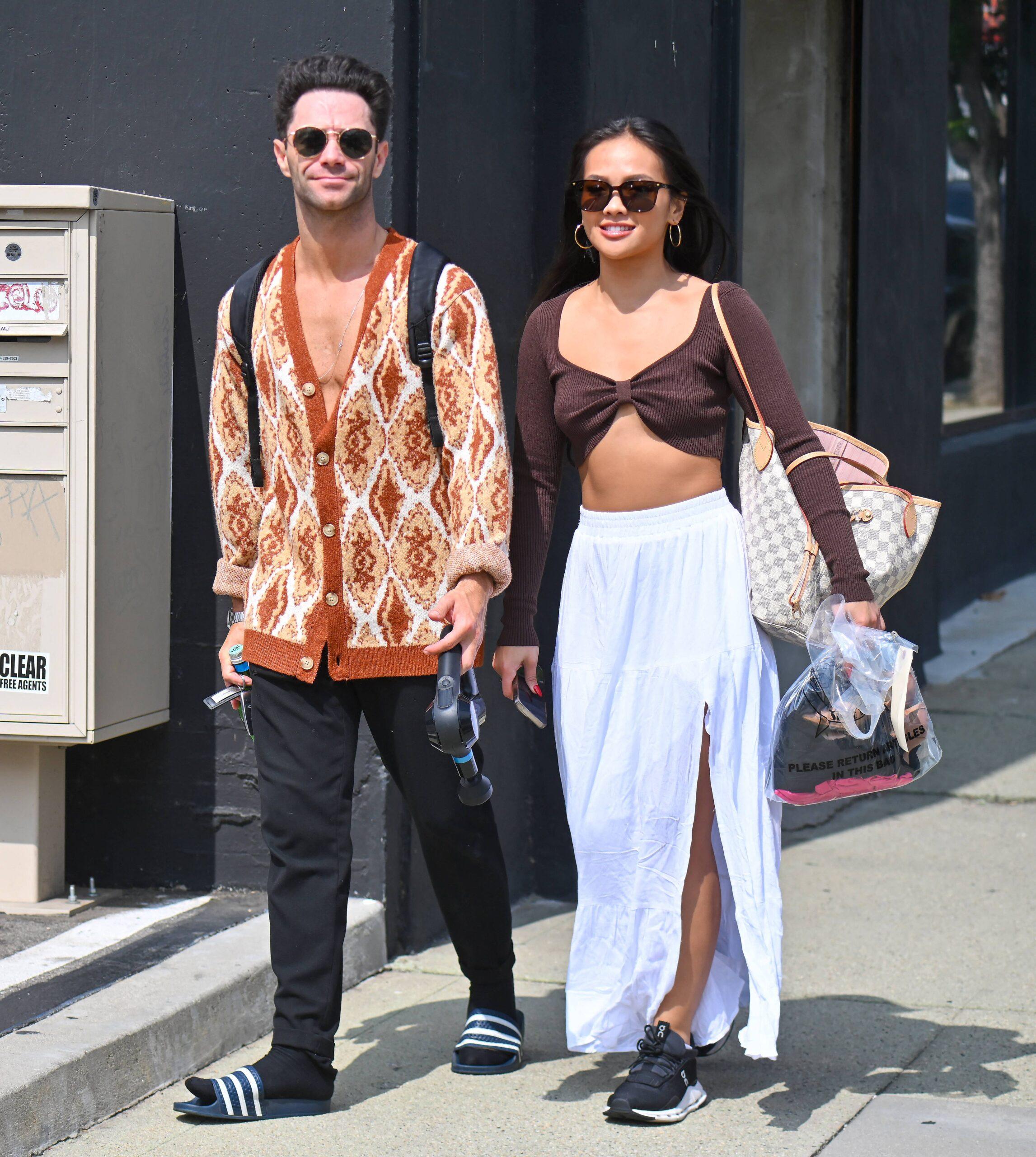 Jenn Tran and Sasha Farber are seen leaving 'Dancing With The Stars' rehearsals