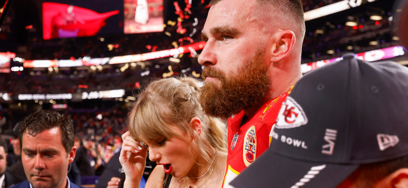 Taylor Swift and Travis Kelce at the Super Bowl