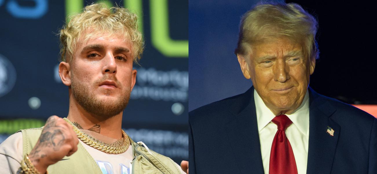 Photo collage of Jake Paul and Donald Trump