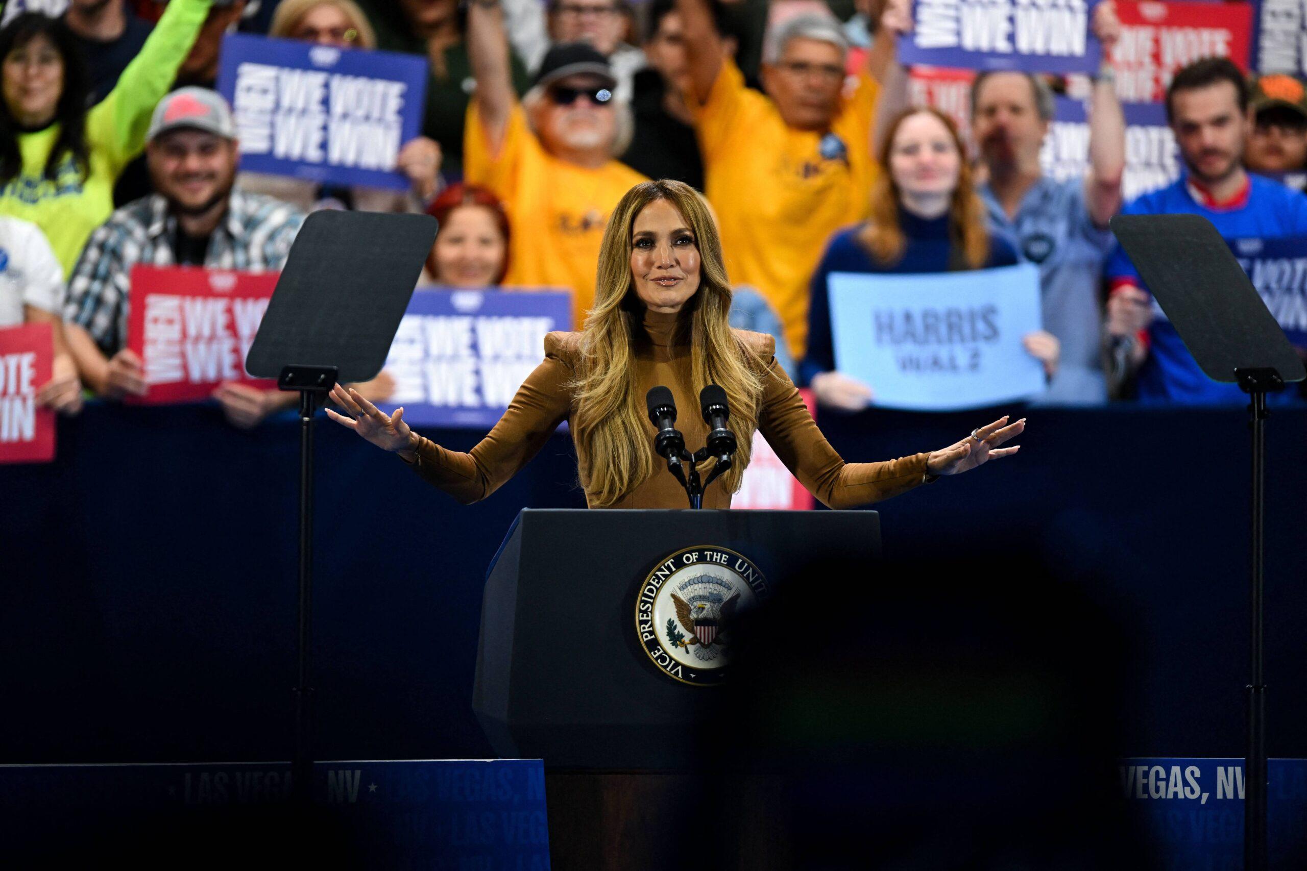 Jennifer Lopez At Las Vegas Harris Campaign Rally