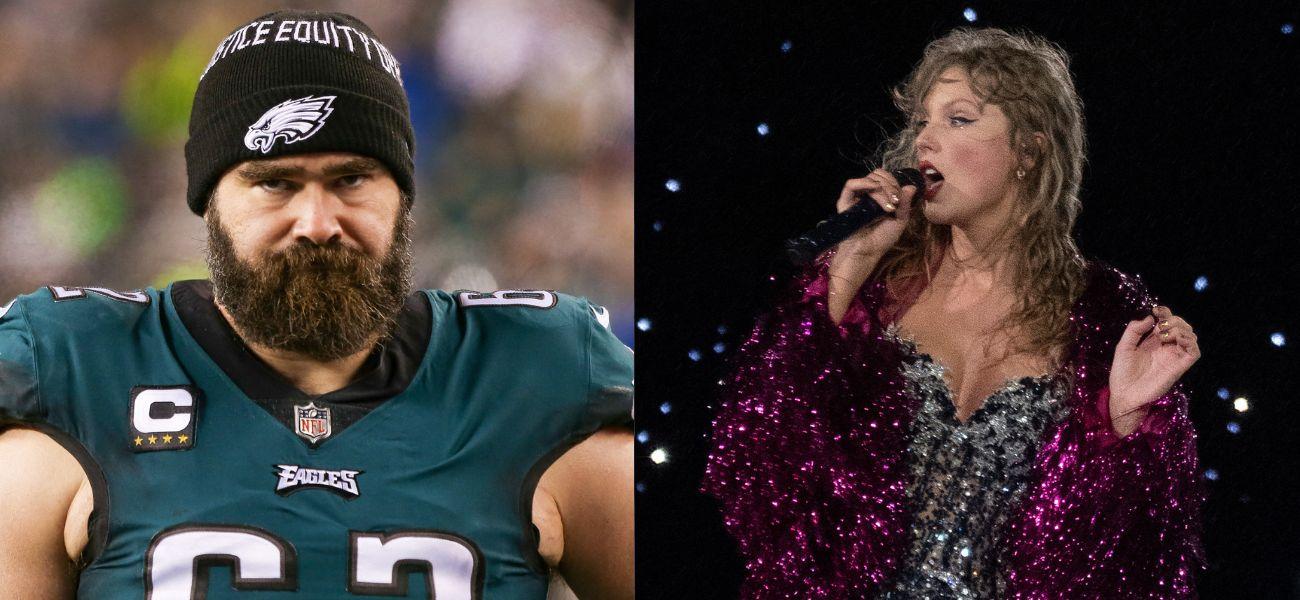 Jason Kelce (left) Taylor Swift (right)