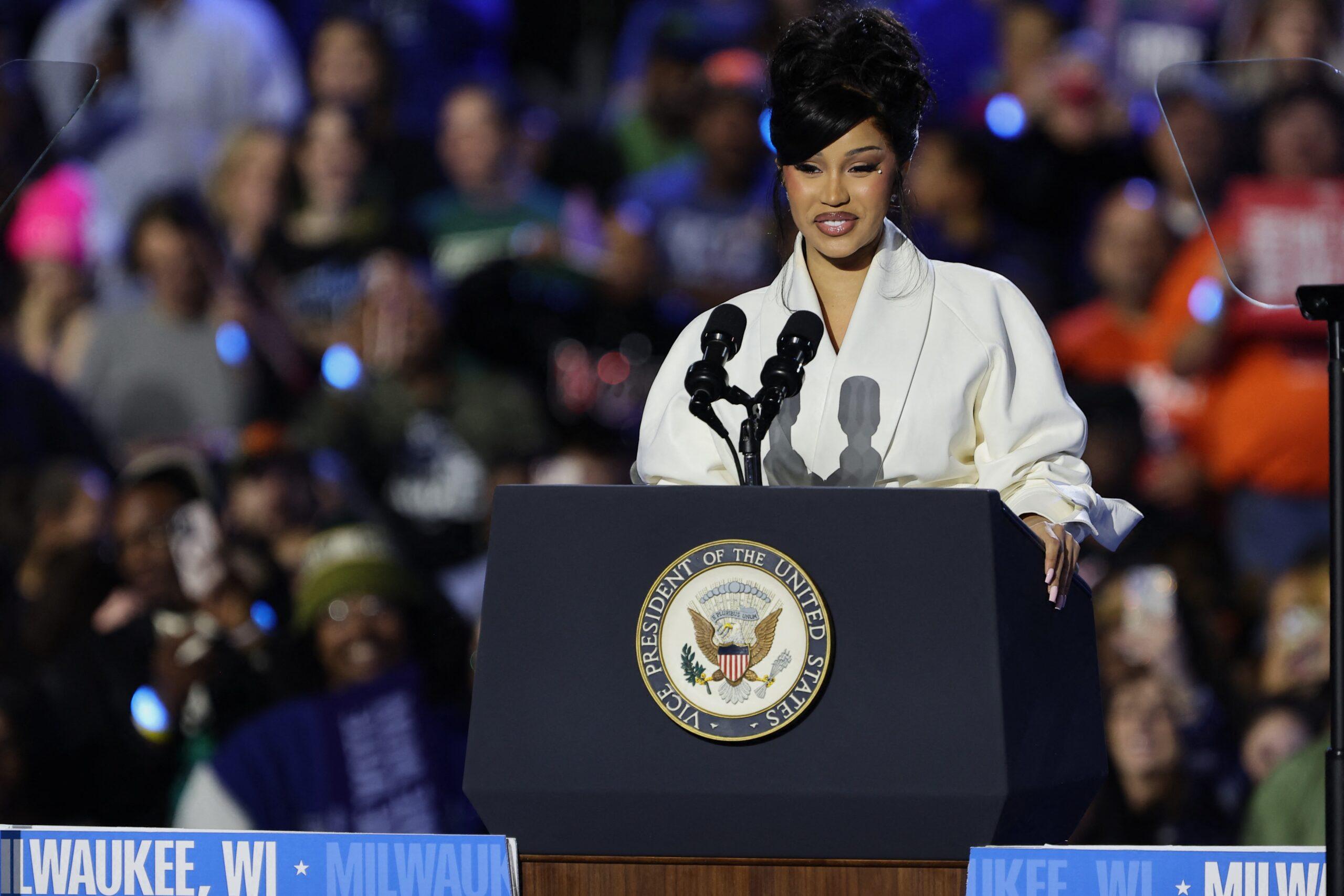 Rapper Cardi B Attends Harris Rally In Wisconsin