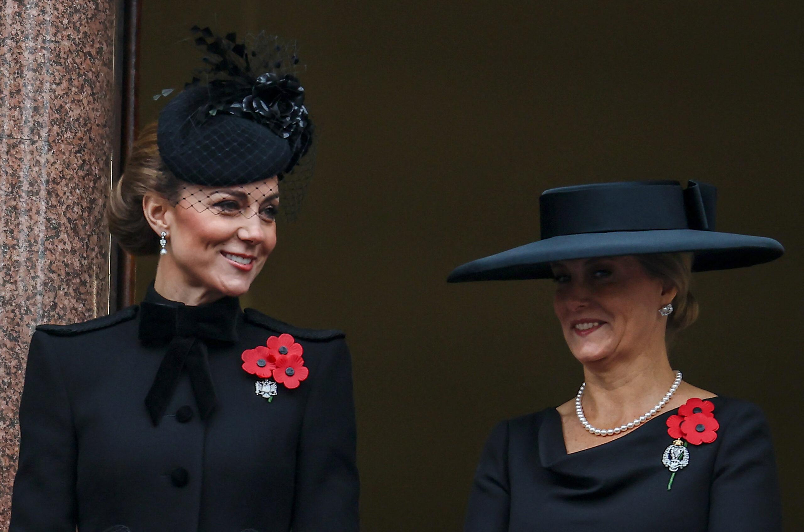 Kate Middleton and Sophie Wessex attend the National Service of Remembrance at the Cenotaph, London, UK, on the 10th November 2024.