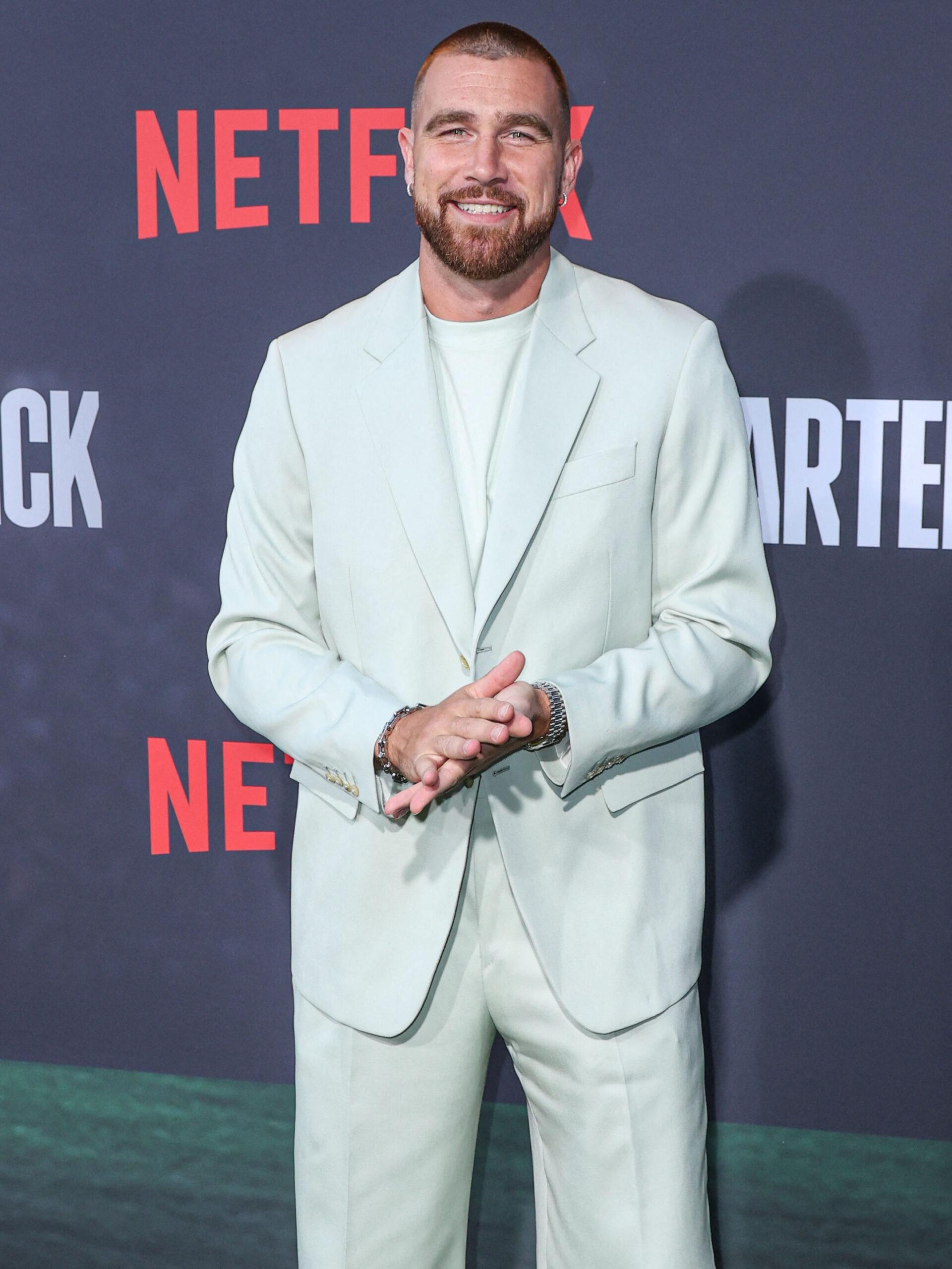 Travis Kelce at Los Angeles Premiere Of Netflix's 'Quarterback' Season 1