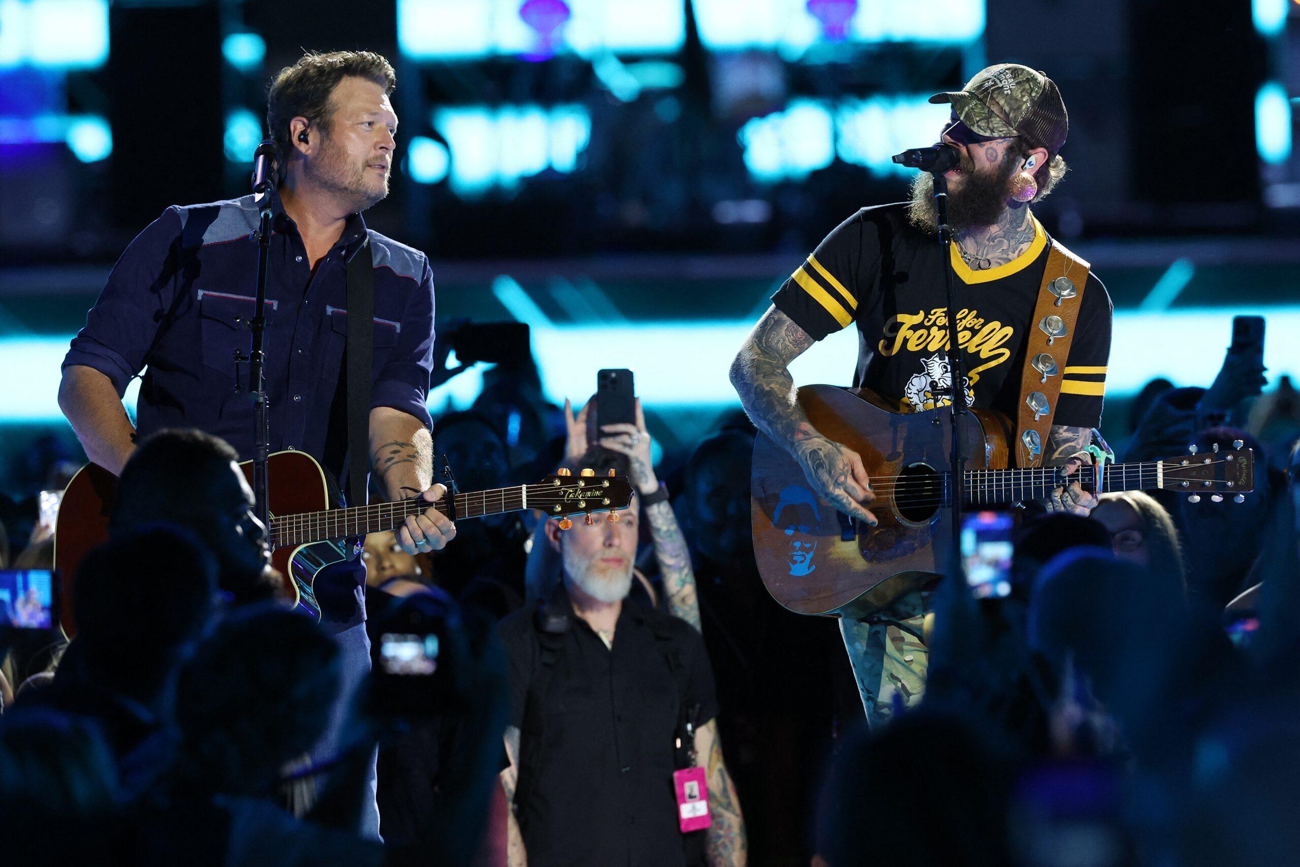 Blake Shelton and Post Malone at CMA Fest 2024