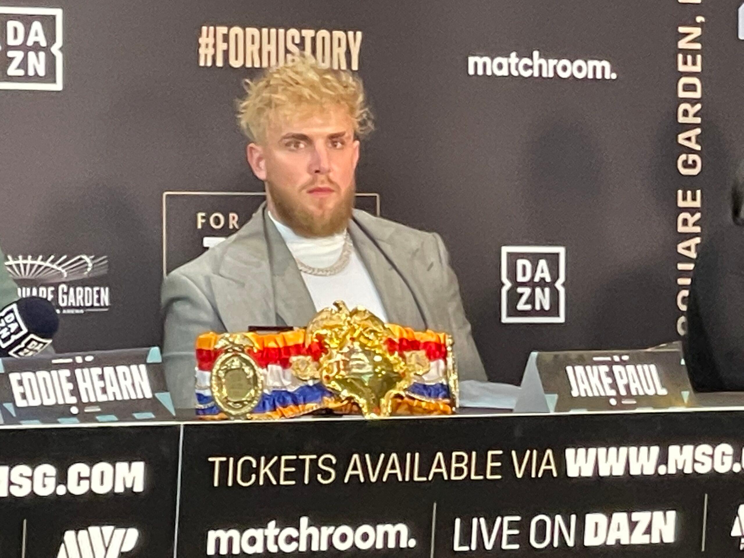 Jake Paul promotes the Taylor vs Serrano boxing event