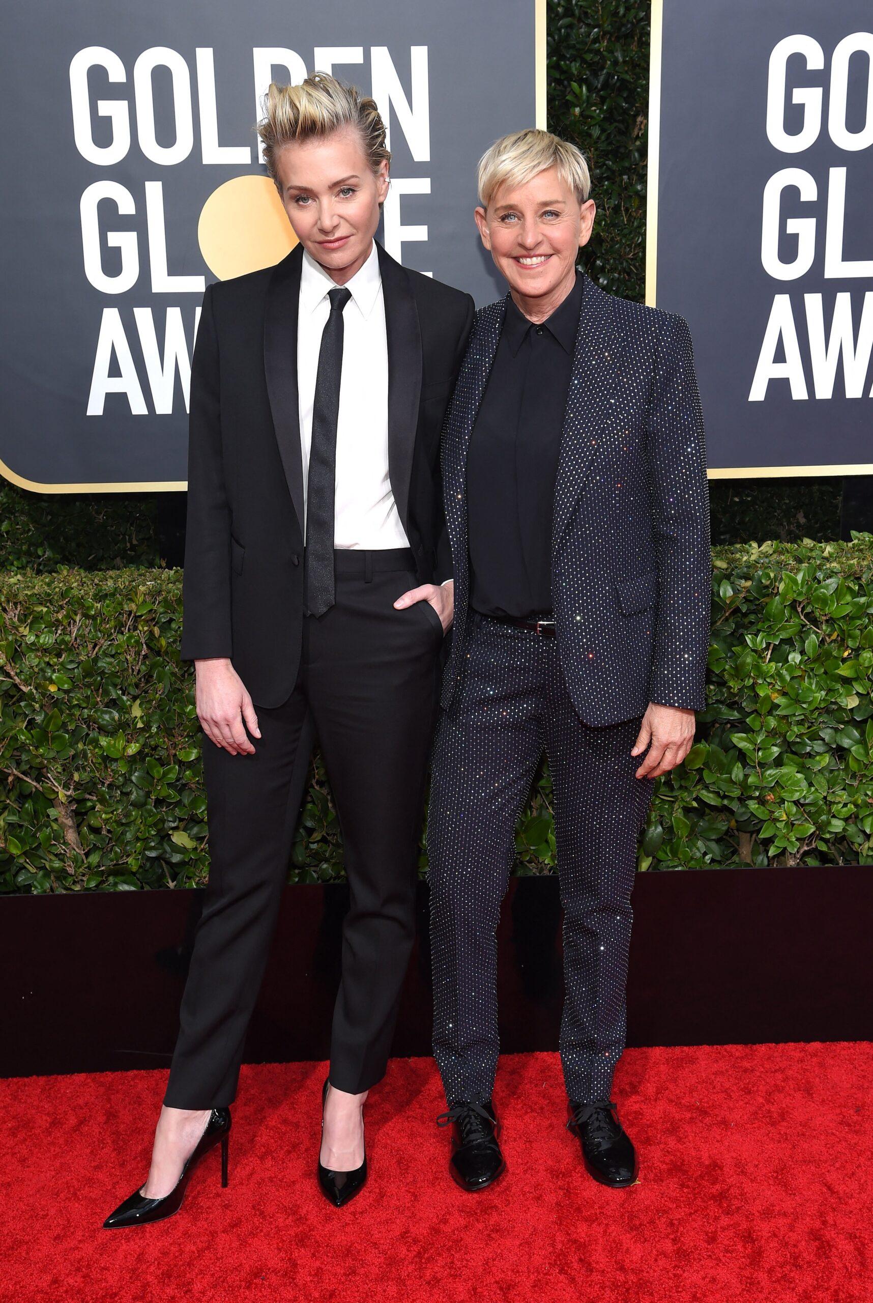 Ellen DeGeneres and Portia de Rossi at the 77th Golden Globe Awards