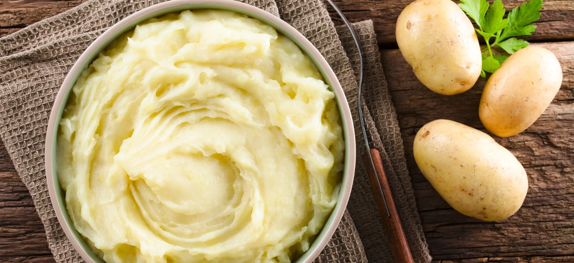 mashed potatoes on a table