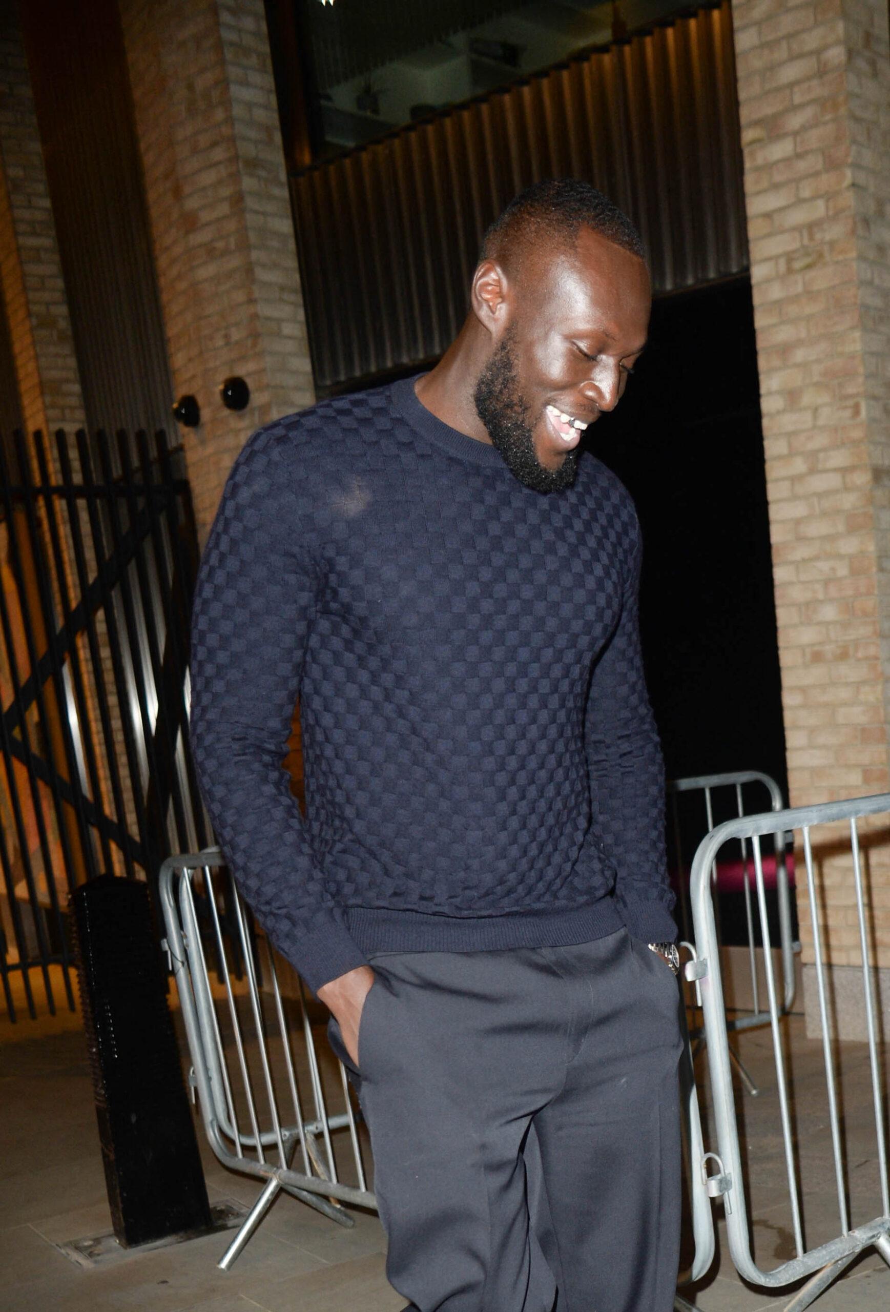 Stormzy Leaving The British Vogue's 2023 Forces For Change Party at The MAINE Mayfair