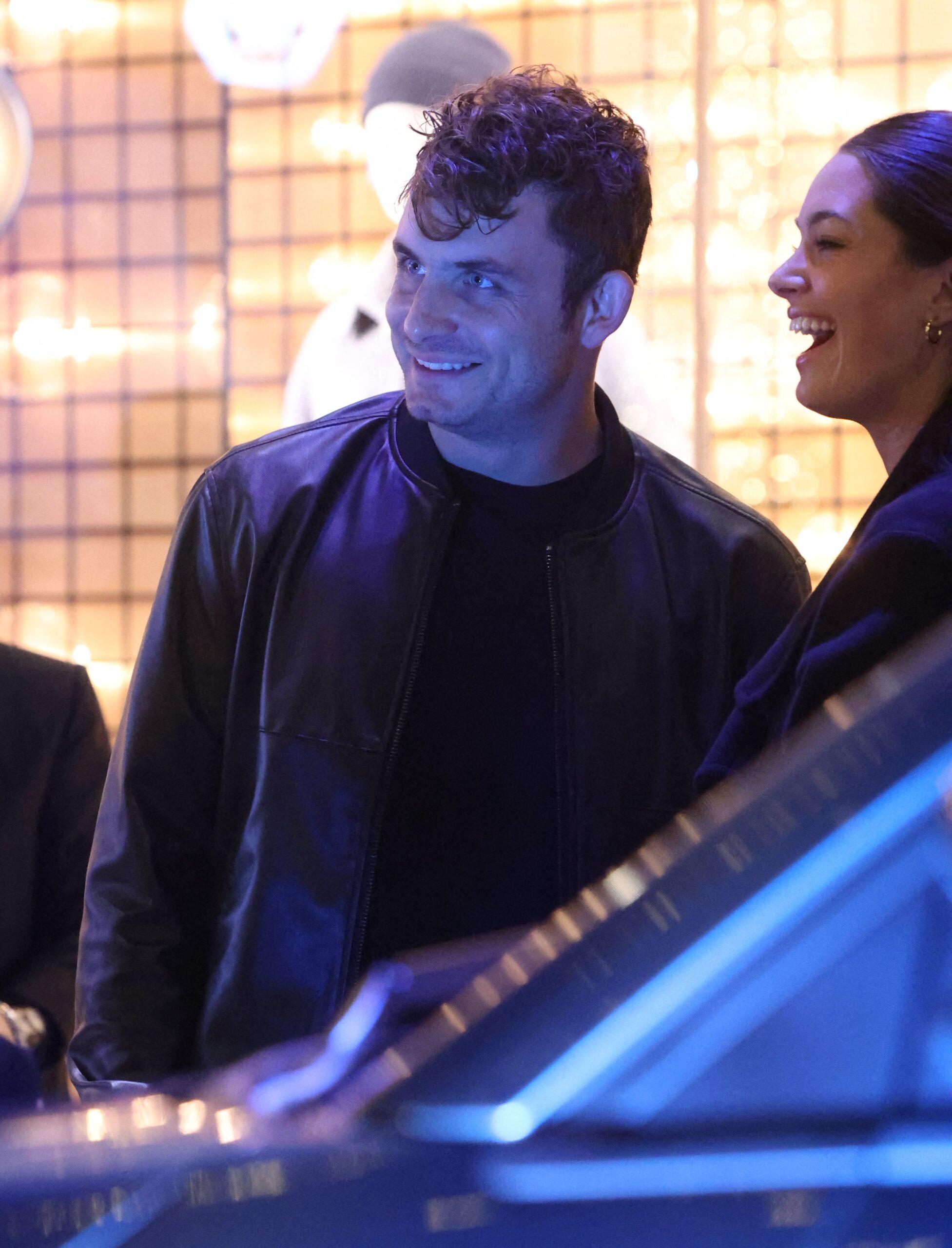 James Kennedy and girlfriend Ally Lewber seen attending the Giorgio Armani and Fiat collaboration for the reveal and debut of custom car