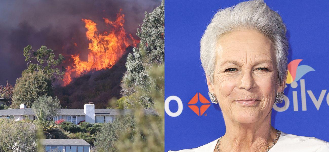 California wildfires (left) Jamie Lee Curtis (right)