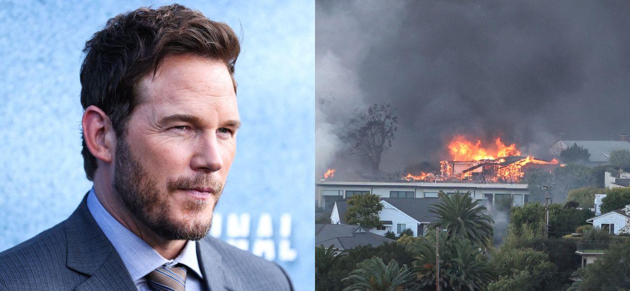 Chris Pratt (left) California wildfires (right)