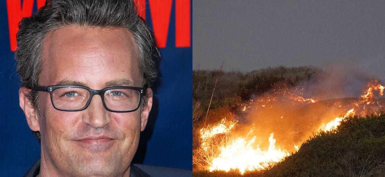 Matthew Perry (left) California wildfires (right)