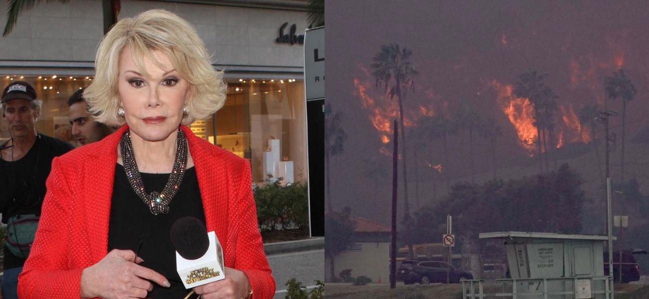 Joan Rivers (left) California wildfires (right)