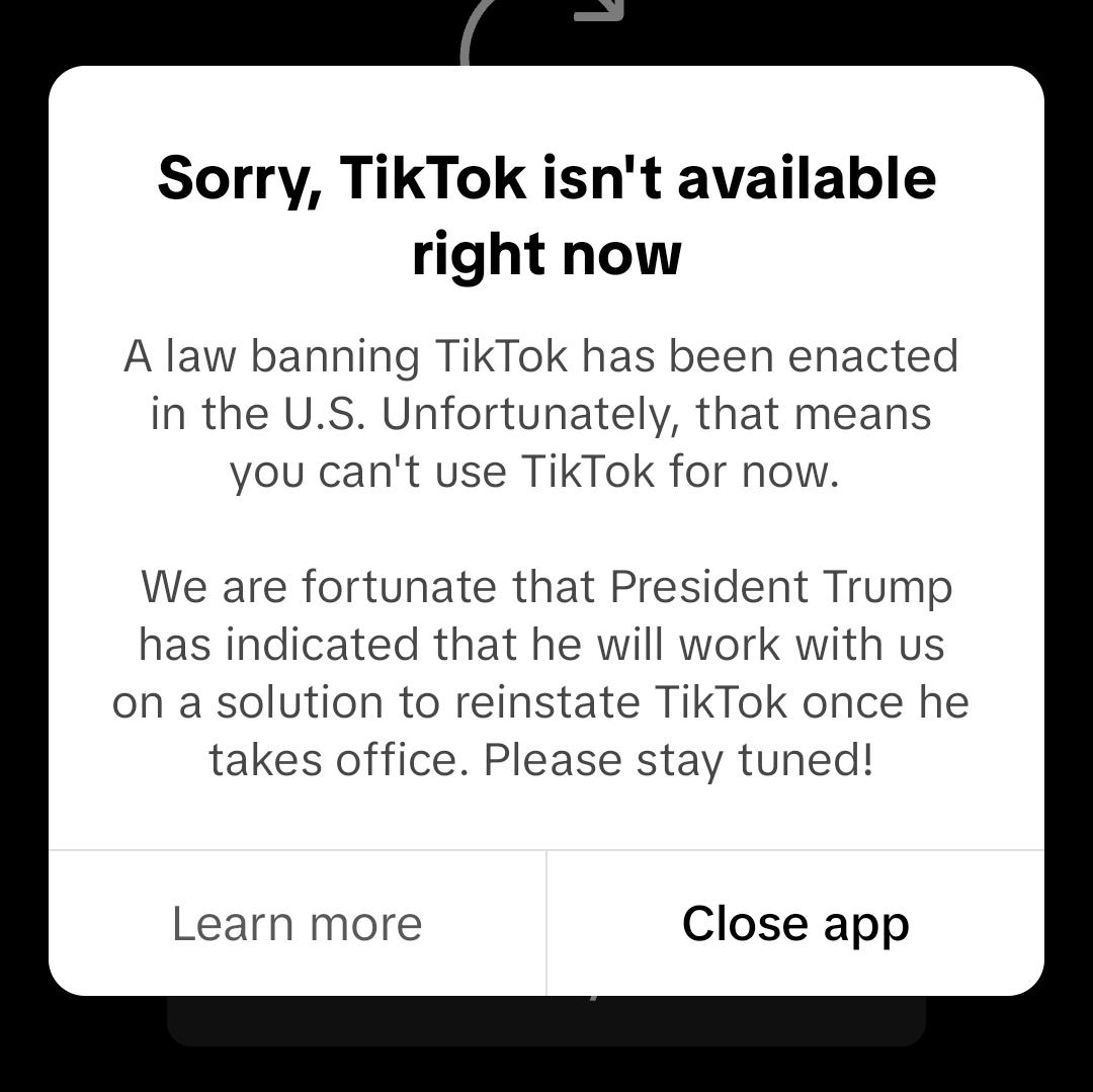 TikTok unavailable message