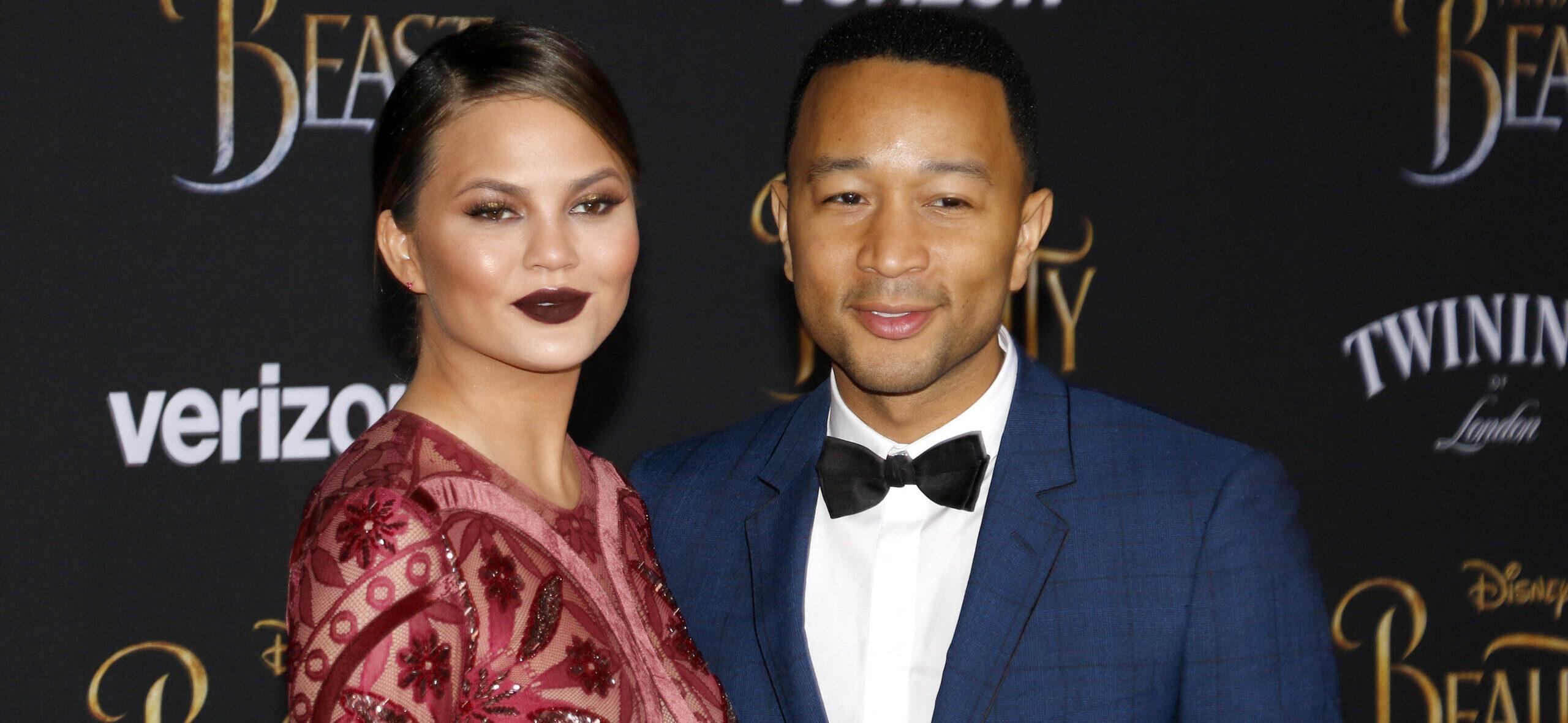 Chrissy Teigen and John Legend at Los Angeles premiere of And The Beast' - Arrivals