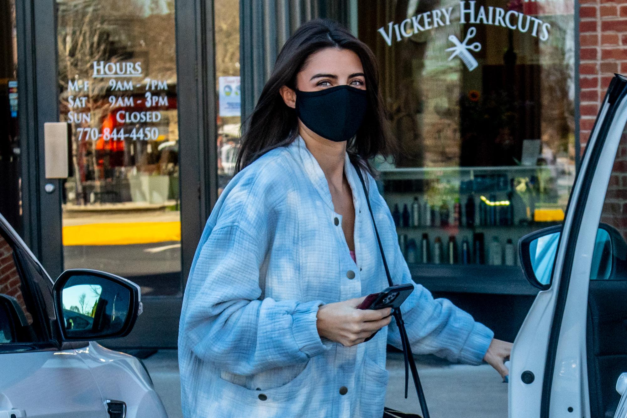 Bachelor star Rachael Kirkconnell is pictured leaving a hair salon in Atlanta, Georgia