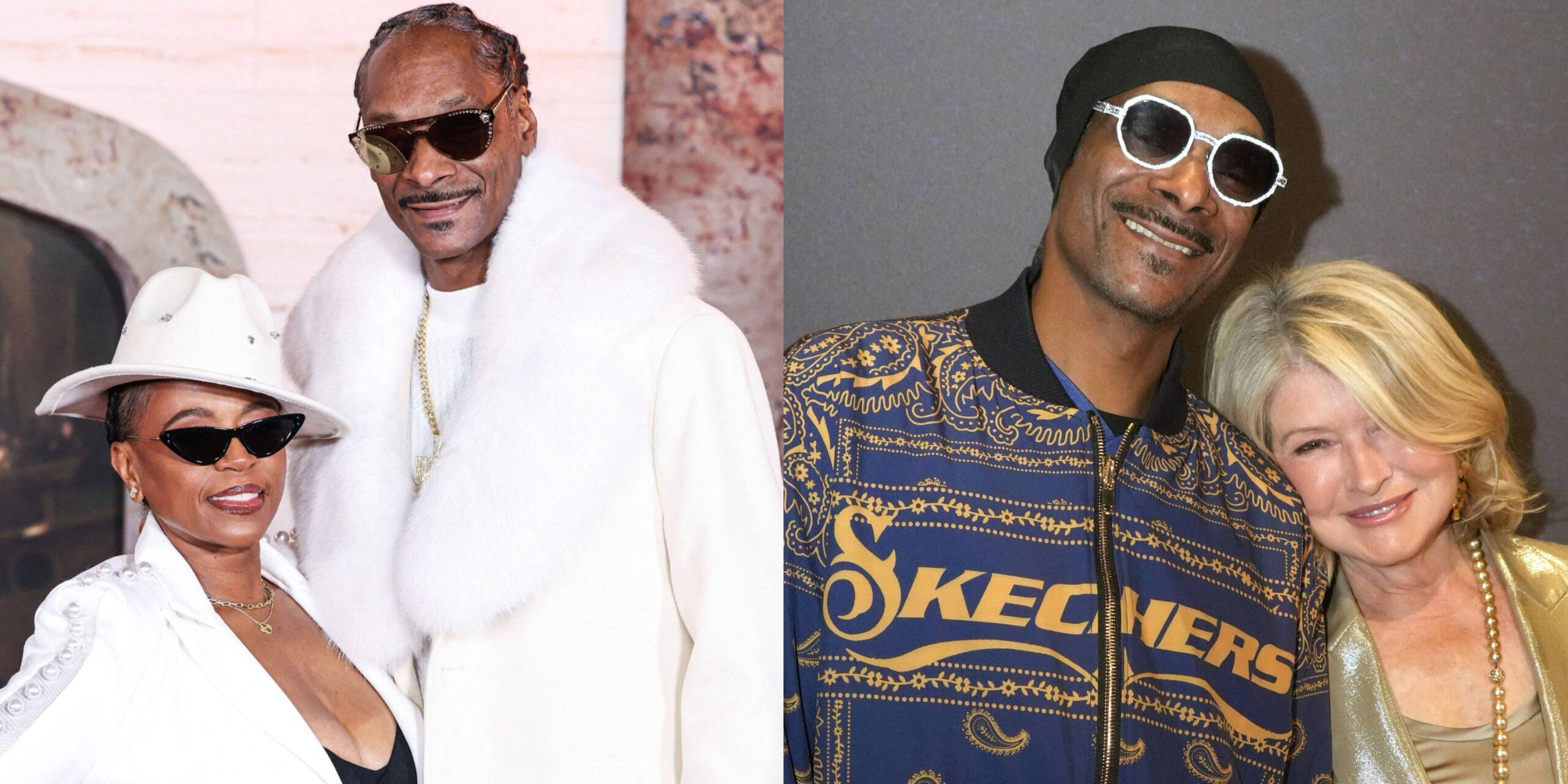 Snoop Dogg side by side pictures with Shante Broadus and Martha Stewart