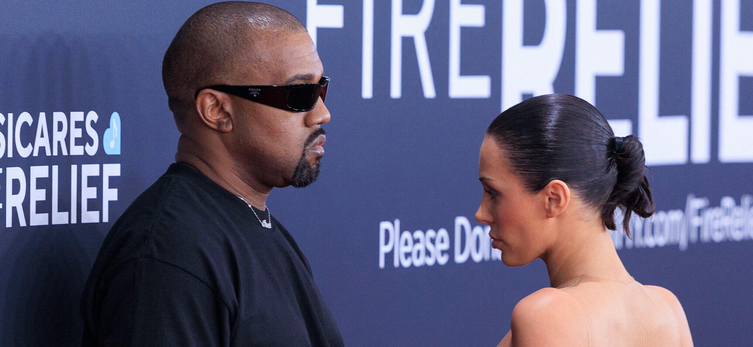 Kanye West and wife Bianca Censori on the 2025 Grammy Awards red carpet