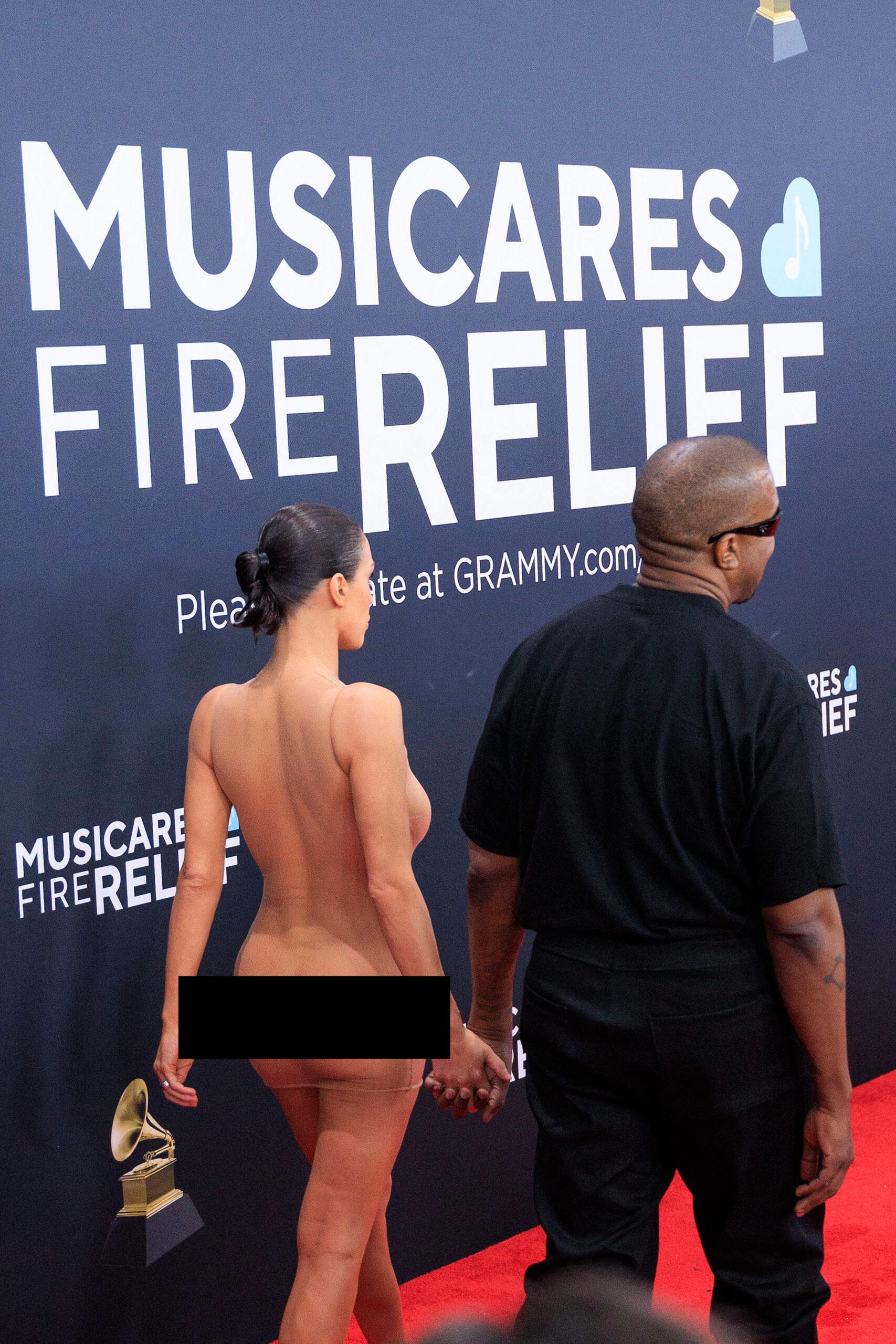 Kanye West and wife Bianca Censors at 67. Annual Grammy Awards Red Carpet