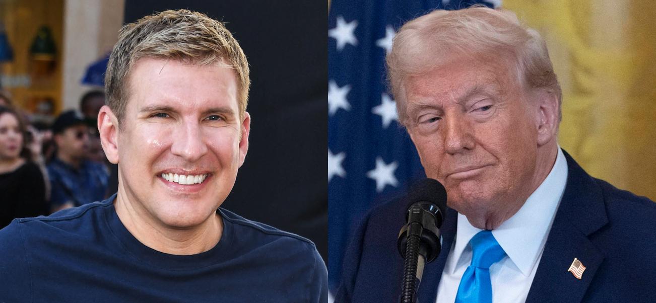 A photo collage of Todd Chrisley and President Donald Trump