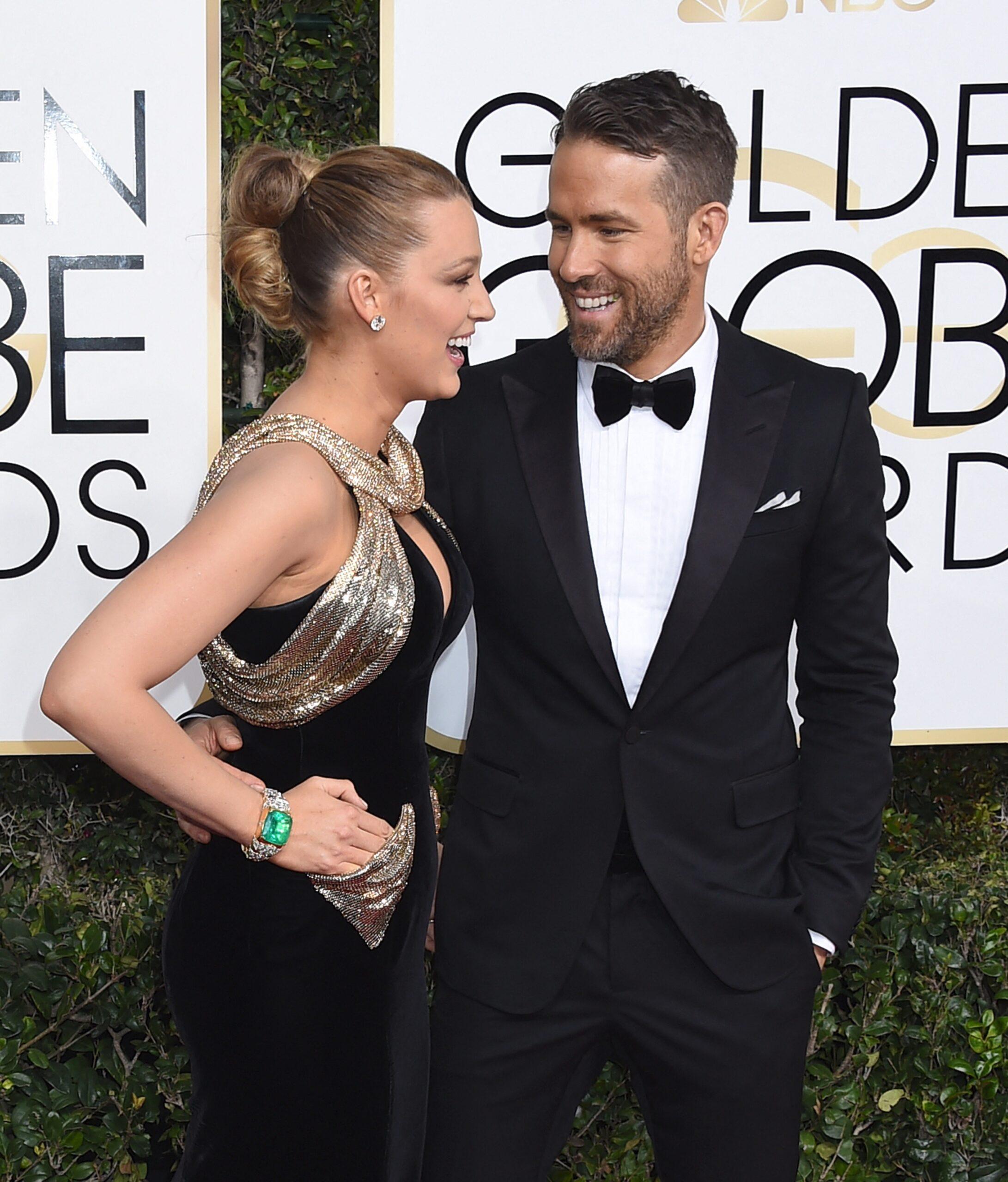 Ryan Reynolds and Blake Levli at the seventy -fourth annual Golden Globe Awards