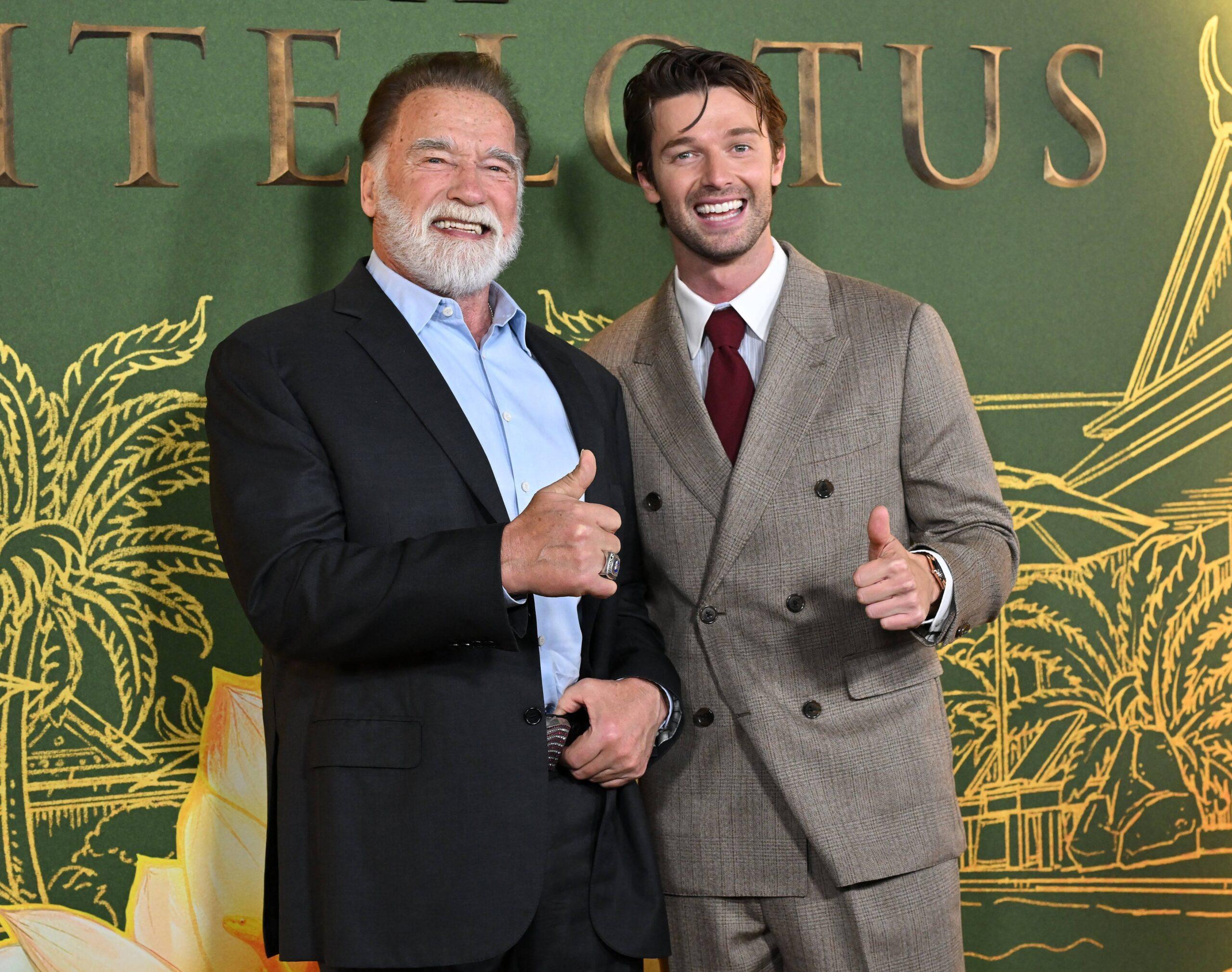 Arnold and Patrick Schwarzenegger in the White Lotus Season 3 Premiere