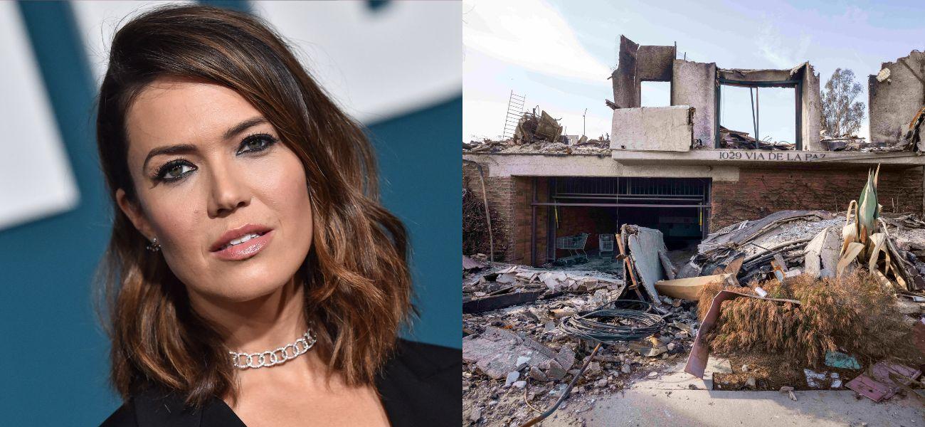 Mandy Moore (left) LA fire damage (right)