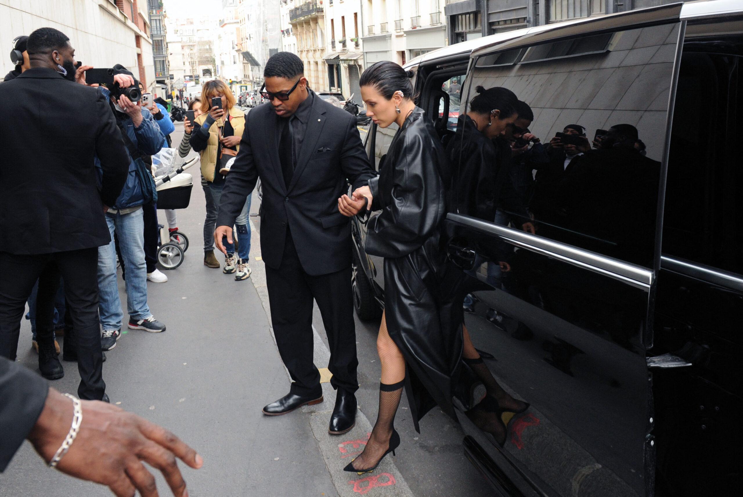 Kanier West and his girl during the Paris Fashion Week