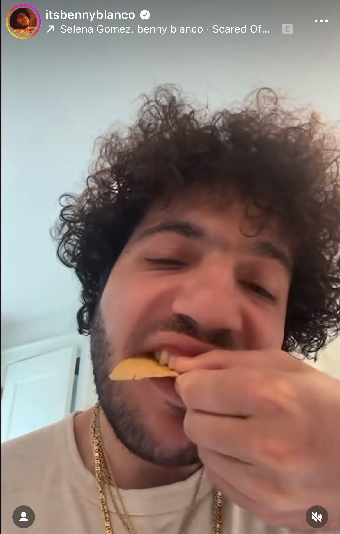 Benny Blanco eats chip