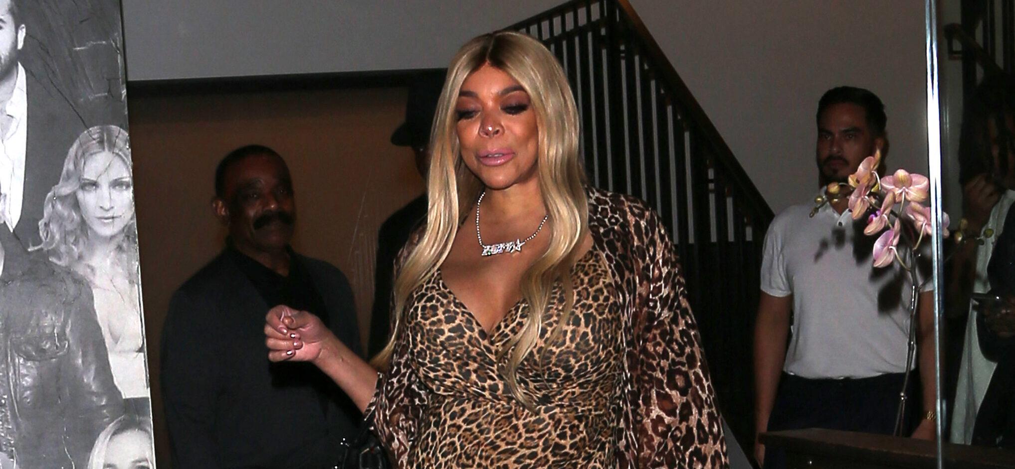 Wendy Williams wears a full-length Leopard Print dress as she left dinner at 'Catch' Restaurant in West Hollywood, CA