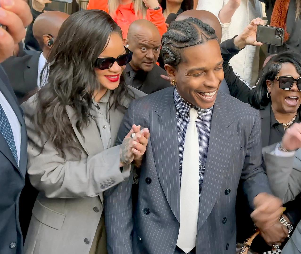 Rihanna and ASAP Rocky celebrate his Not Guilty verdict outside the Los Angeles Courthouse